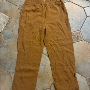 Zara Tan Elastic Waist cuffed Pants